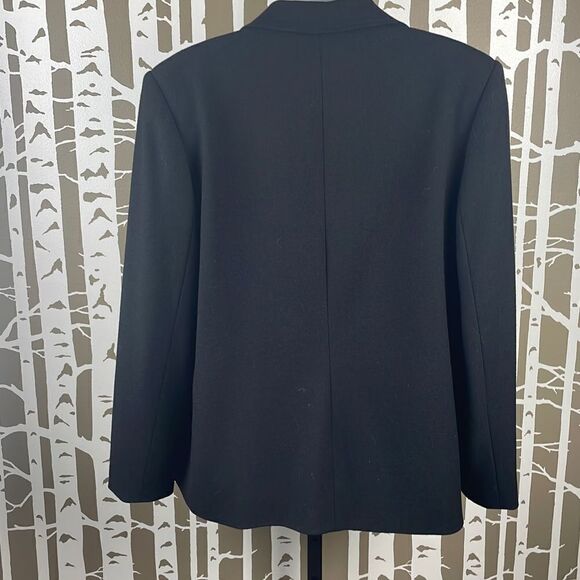 Halston Y2K 100% Wool Black Blazer Shacket Shirt Jacket sz 10 - Picture 3 of 8